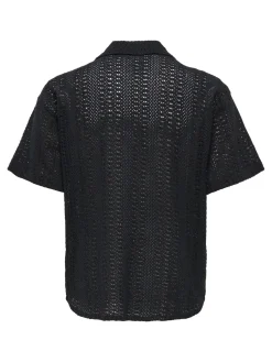 Only and Sons miesten lyhythihainen paita, DANI CROCHET SS SHIRT Jet Black