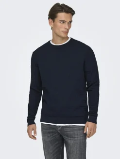 Only and Sons miesten neulepusero ONSBERRY REG 12 LS CREW KNIT FRML NOOS, Dark Sapphire