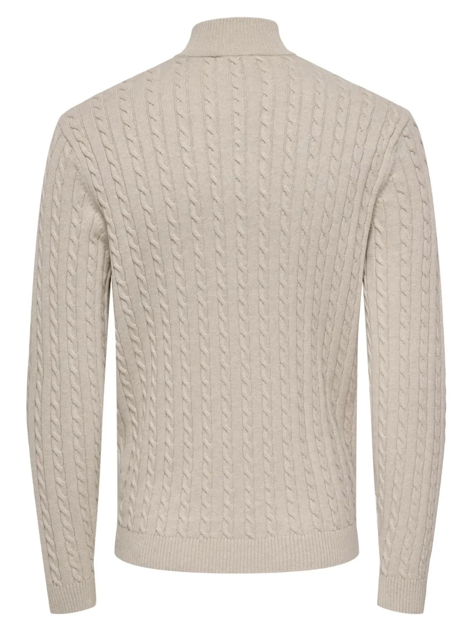 Only and Sons miesten neulepusero ONSLOUI CABEL HALF ZIP KNIT, Oatmeal Melange