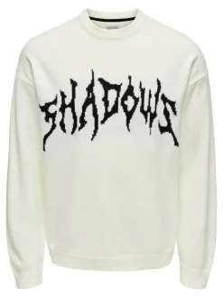 Only and Sons miesten neule, RANDY LIFE JAQ CREW NECK Valkoinen