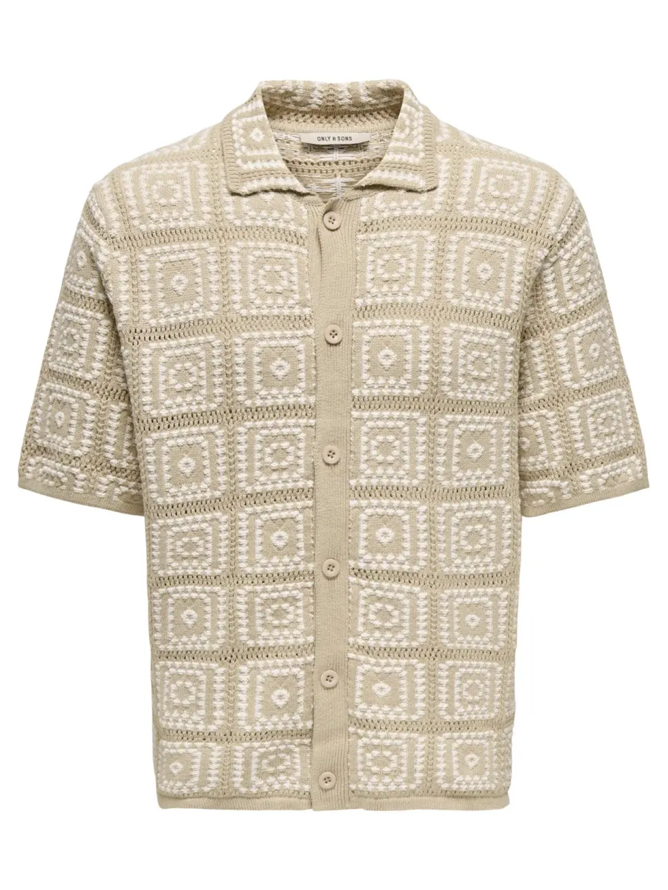 Only and Sons miesten paita, BART RLX SS SHIRT KNIT Silver Lining Egret