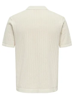 Only and Sons miesten paita ONSMOON REG 12 SS Polo Knit, Egret