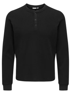 Only and Sons miesten paita, TOBIE REG HENLEY LONGSLEEVE Black