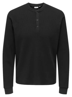 Only and Sons miesten paita, TOBIE REG HENLEY LONGSLEEVE Meteorite