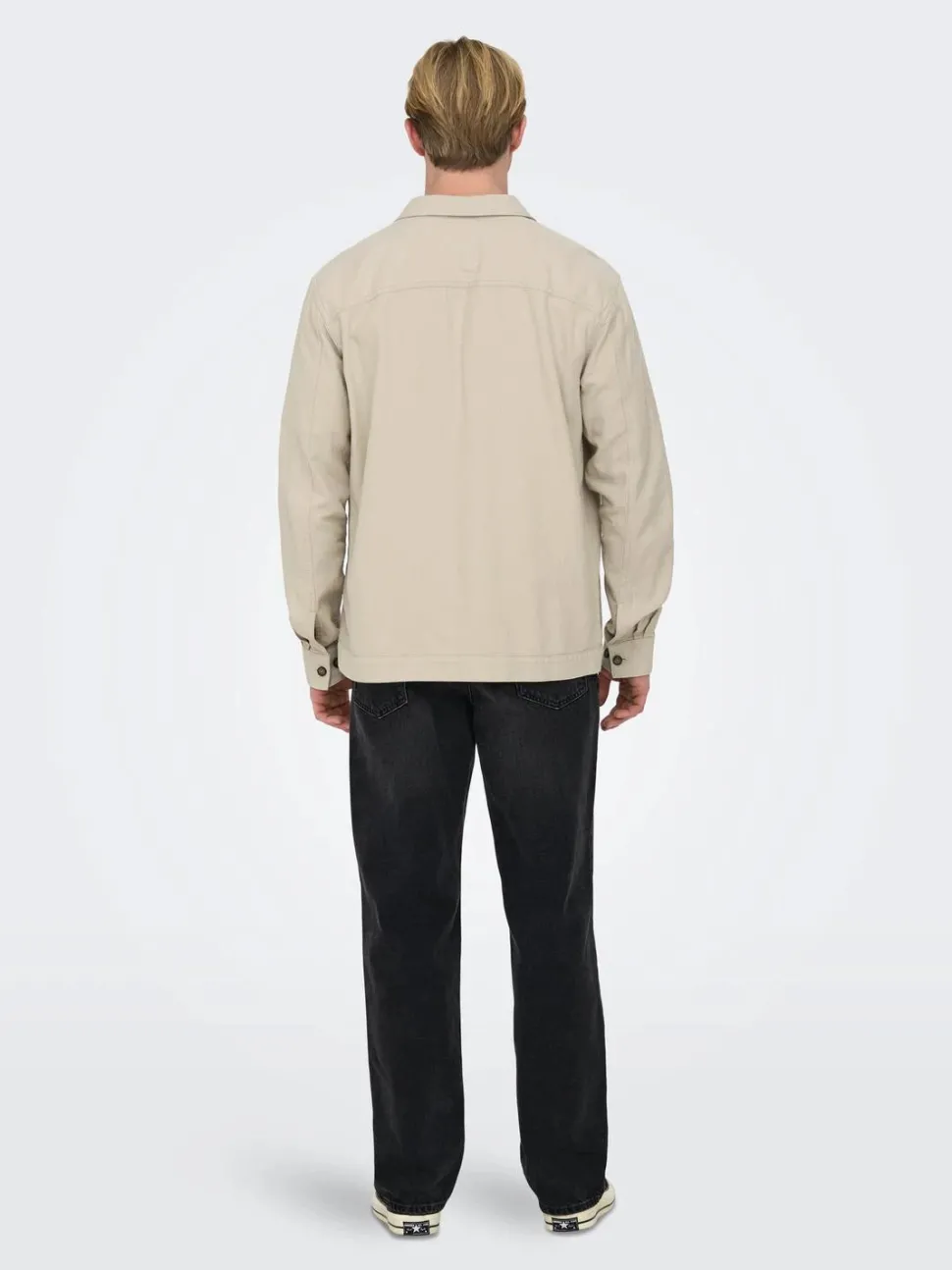 Only and Sons Miesten Pellava Paitatakki, Kenneth Overshirt Beige