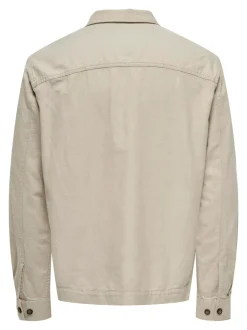 Only and Sons Miesten Pellava Paitatakki, Kenneth Overshirt Beige