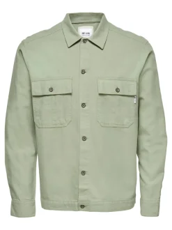 Only and Sons Miesten Pellava Paitatakki, Kenneth Overshirt Armeijanvihreä