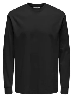 Only and Sons miesten pitkähihainen t-paita,FRED LONG SLEEVE T-SHIRT Musta