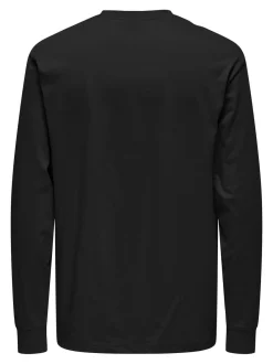 Only and Sons miesten pitkähihainen t-paita,FRED LONG SLEEVE T-SHIRT Musta