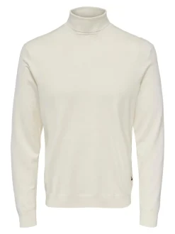 Only and Sons Miesten Pooloneule, Wyler Life Roll Neck Nos Valkoinen