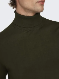 Only and Sons Miesten Pooloneule, Wyler Life Roll Neck Nos Armeijanvihreä