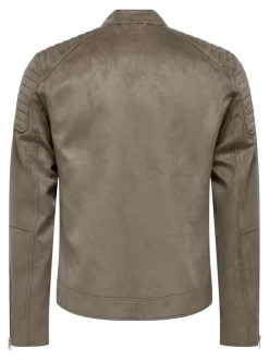 Only and Sons Miesten Takki, GUS FAUX LEATHER Keskiruskea