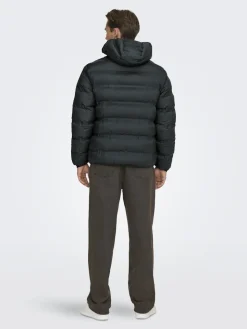 Only and Sons miesten takki K UNION SEAMLES LIFE HOOD PUFFER JACKET, musta