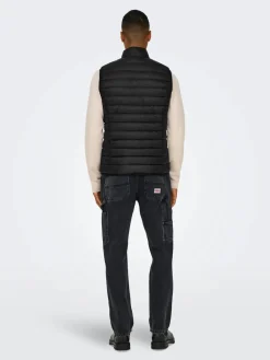 Only and Sons miesten toppaliivi, GAVIN LIFE LIGHT QUILTED ZIP VEST OTW Musta