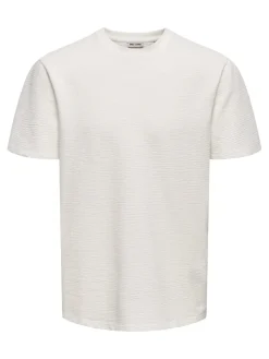 Only and Sons miesten t-paita, K KIAN REG SEERSUCKER SS TEE Cloud Dancer