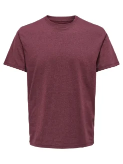 Only and Sons miesten t-paita ONSMAX LIFE SS STITCH TEE NOOS, Port Royale Melange