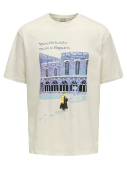 Only and Sons miesten t-paita ONSXMAS RLX SS TEE HP, Cloud Dancer