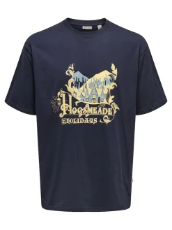 Only and Sons miesten t-paita, ONSXMAS RLX SS TEE HP Navy Blazer