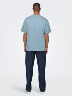 Only and Sons, Miesten T-Paita, Onsfred Rls Ss Tee Noos Vaaleansininen