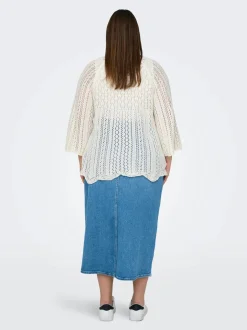 Only Carmakoma naisten neule, CARNOLA LIFE 3/4 PULLOVER KNT Luonnonvalkoinen