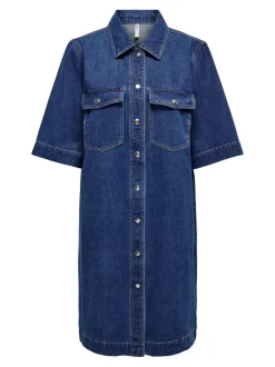 Only mekko ONLBELLE S/S Button Dress DNM, sininen