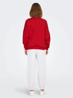 Only Naisten Collegepusero, ONLDEBORAH L/S CLUB O-NECK Punainen