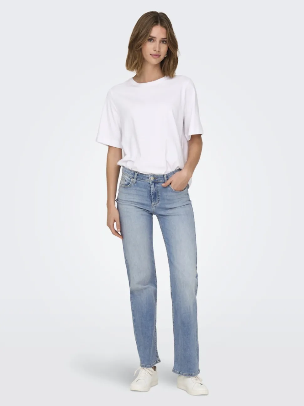 Only naisten farkut ONLBLUSH MID STRAIGHT DNM TAI467 NOOS, vaaleansininen