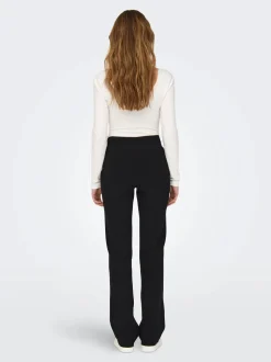 Only naisten housut, ONLCLEVER LIFE WIDE BAND LONG PANT Musta