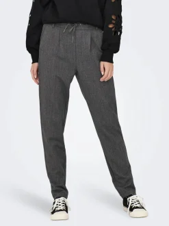 Only Naisten Housut, ONLPOPTRASH-ELISE EASY MELANGE PANT NOOS Harmaa Kuosi