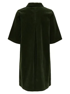 Only naisten mekko, ONLGRY-NESSA S/S CORD DRESS Armeijanvihreä