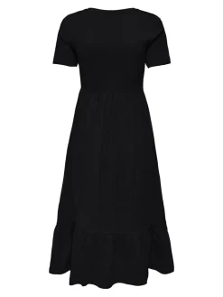 Only naisten mekko, ONLMAY LIFE S/S PEPLUM CALF DRESS JRS Musta