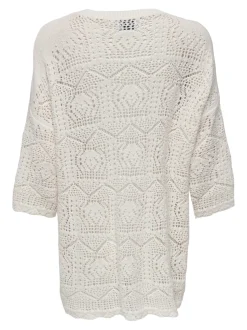 Only naisten neulepusero, ONLBEA LIFE 3/4 LOOSE O-NECK NCA KNT Luonnonvalkoinen