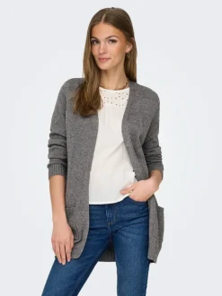 Only Naisten Neuletakki, Lesly Ls Open Cardigan Grafiitti