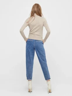 Only Naisten Pooloneule ONLVENICE LS ROLL PULLOVER Luonnonvalkoinen