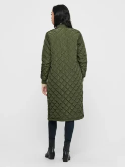 Only Naisten Tikkitakki ONLJESSICA X-LONG QUILTED COAT NOOS Armeijanvihreä