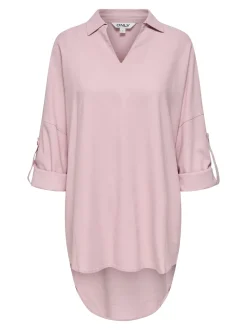 Only naisten tunika, ONLCARO 3/4 LINEN BL TUNIC CC PNT Vaaleanpunainen