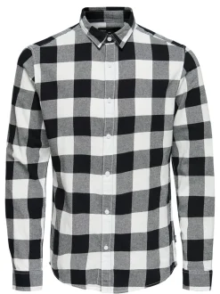 Only & Sons Ruudullinen Kauluspaita Valkoinen Ruutu