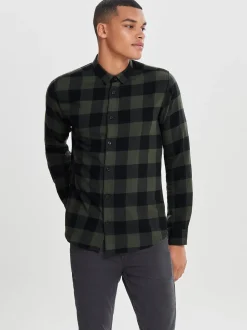 Only & Sons Ruudullinen Kauluspaita Vihreä Ruutu