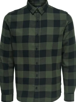 Only & Sons Ruudullinen Kauluspaita Vihreä Ruutu
