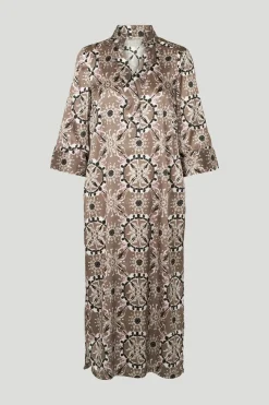 Philosophy Blues Original naisten mekko, SILKY SIMBIA DRESS Ruskea Kuosi