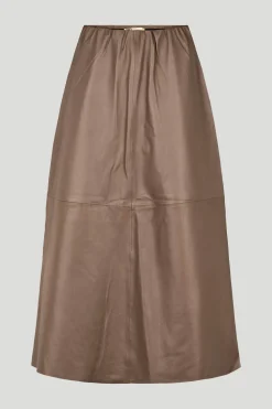 Philosophy Blues Original naisten hame, LAPA LEATHER SKIRT Keskiruskea