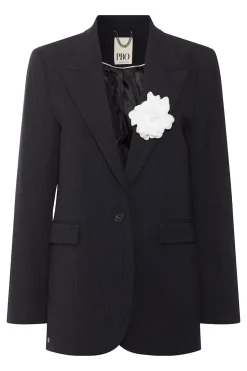Philosophy Blues Original Naisten Raidallinen Bleiseri, MONLA BROOCH BLAZER Raidallinen Harmaa