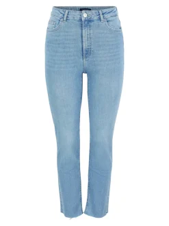 Pieces Naisten Farkut PCDELLY STRAIGHT HW CR LB124-BA Indigo
