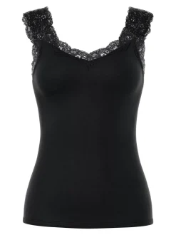 Pieces naisten toppi PCBARBERA LACE TOP JRS NOOS, musta
