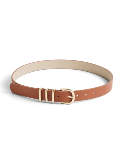 Pieces naisten vyö, PCLEA JEANS BELT Cognac W. Gold Buckl