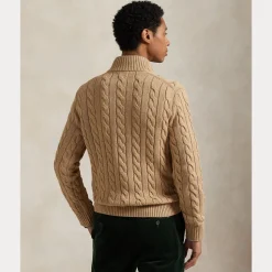 Polo Ralph Lauren Miehet Neulepusero Cotton Cable LS Half Zip Beige