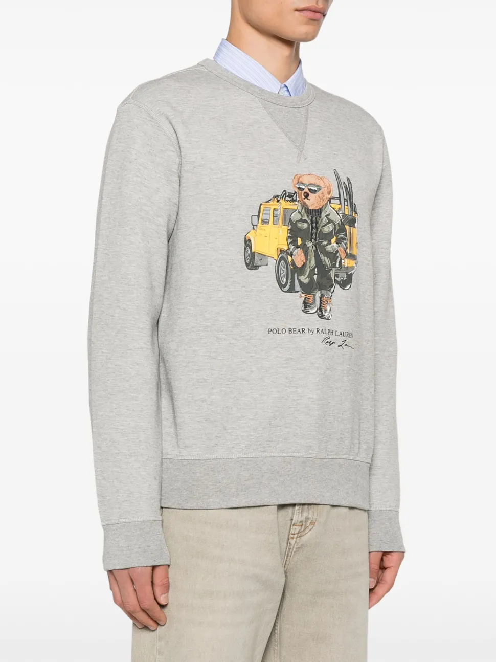 Polo Ralph Lauren miesten collegepaita, LONG SLEEVE-SWEATSHIRT BEAR Keskiharmaa