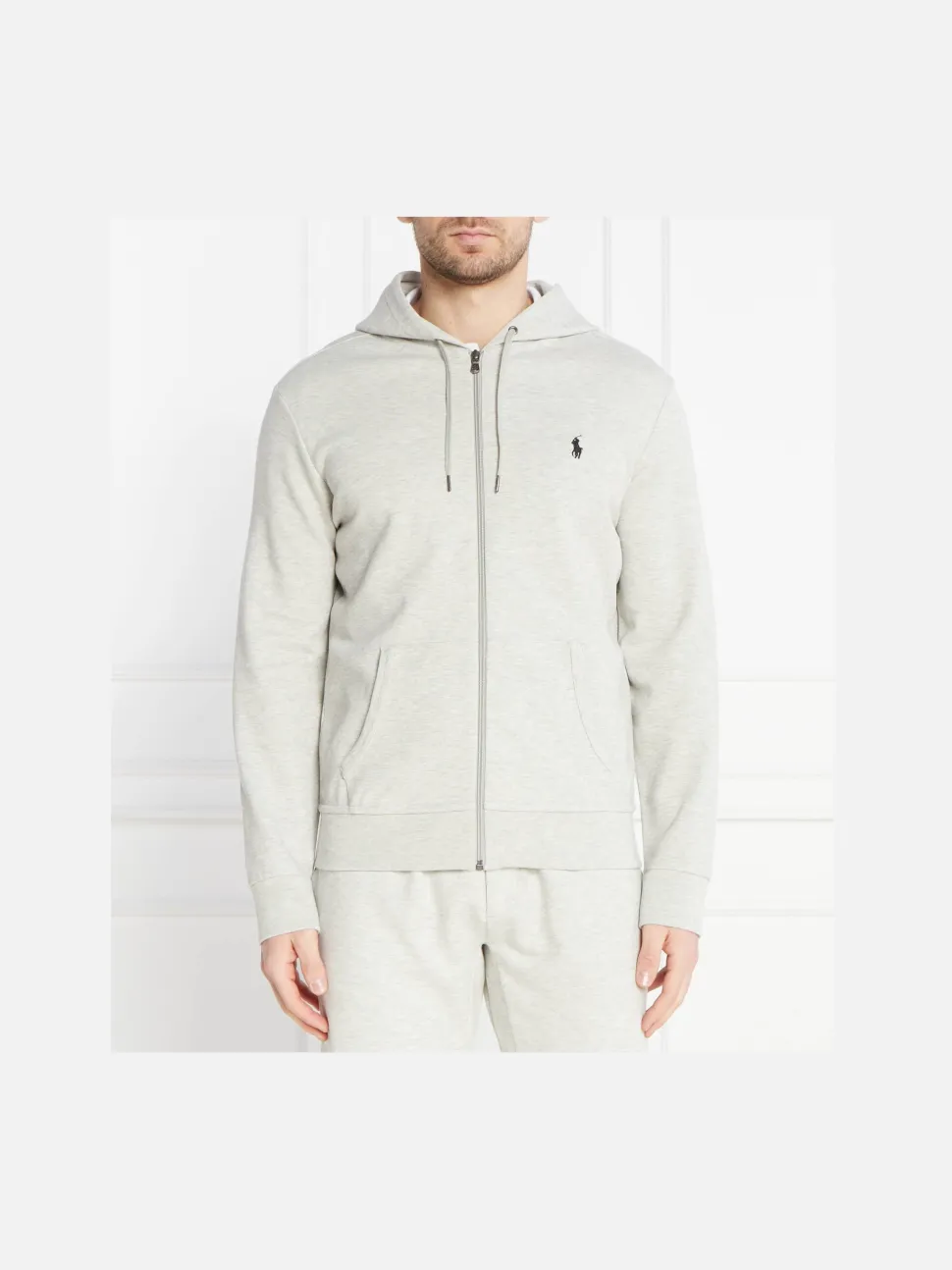 Polo Ralph Lauren Miesten Huppari, DOUBLE KNIT HOODIE FULL ZIP ATHLETIC Keskiharmaa