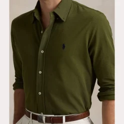 Polo Ralph Lauren Miesten Kauluspaita, FEATHERWEIGHT MESH SHIRT Vihreä