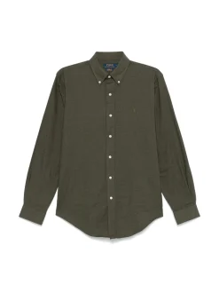 Polo Ralph Lauren Miesten Kauluspaita, CUSTOM FIT PERFORMANCE TWILL SHIRT Armeijanvihreä
